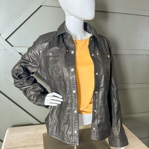 Women's Black Shirt Style Leather Jacket XL